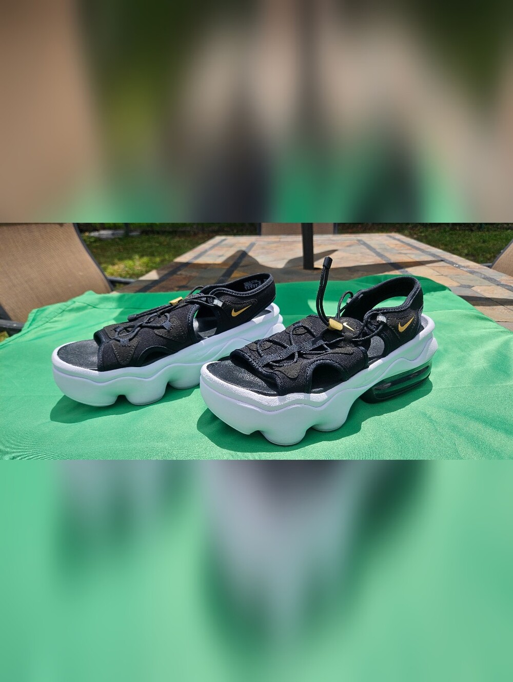 Nike Black & Gold Air-Enhanced Platform Sandals